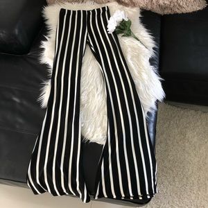 Striped bell bottoms pants